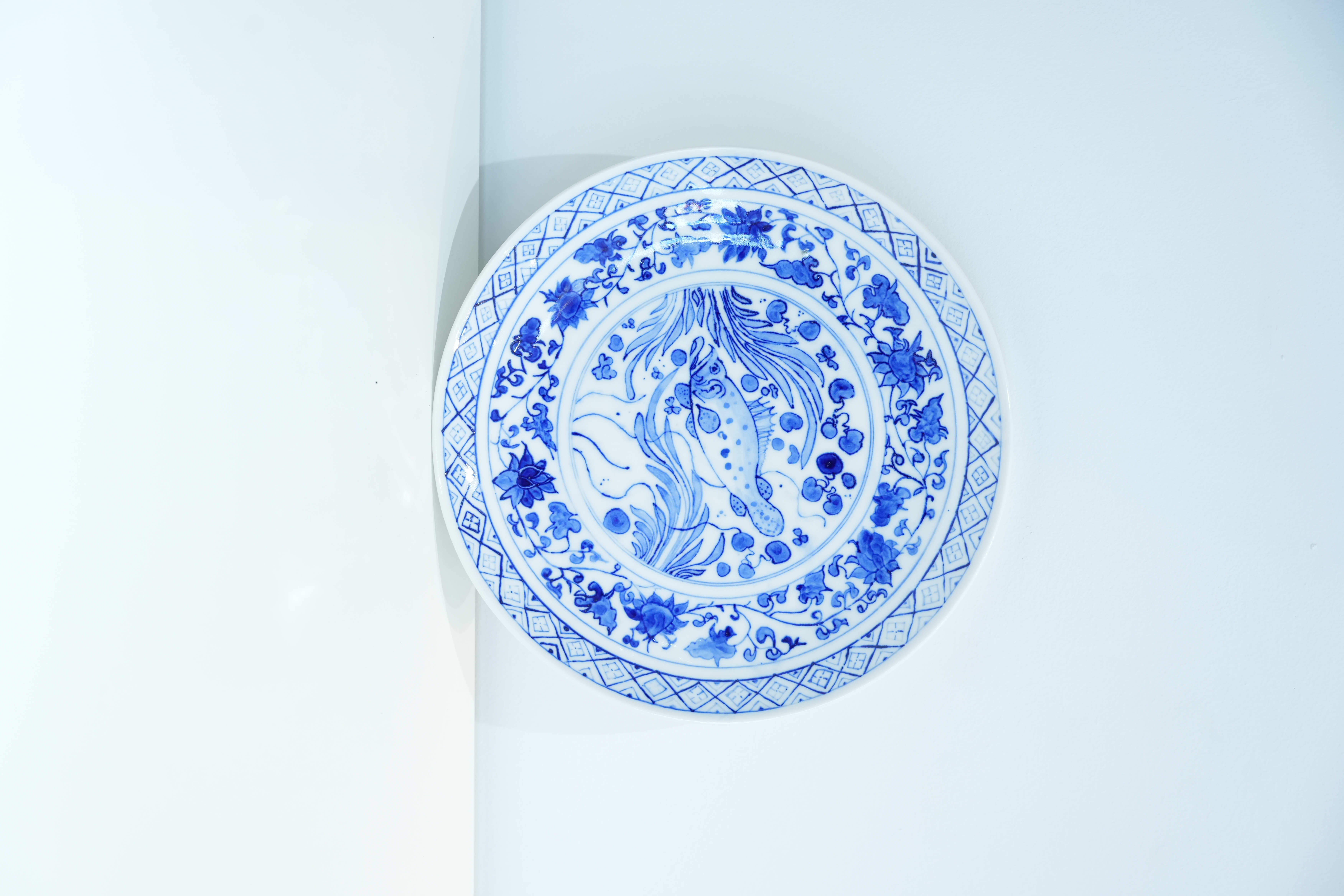 Blue and white porcelain plate