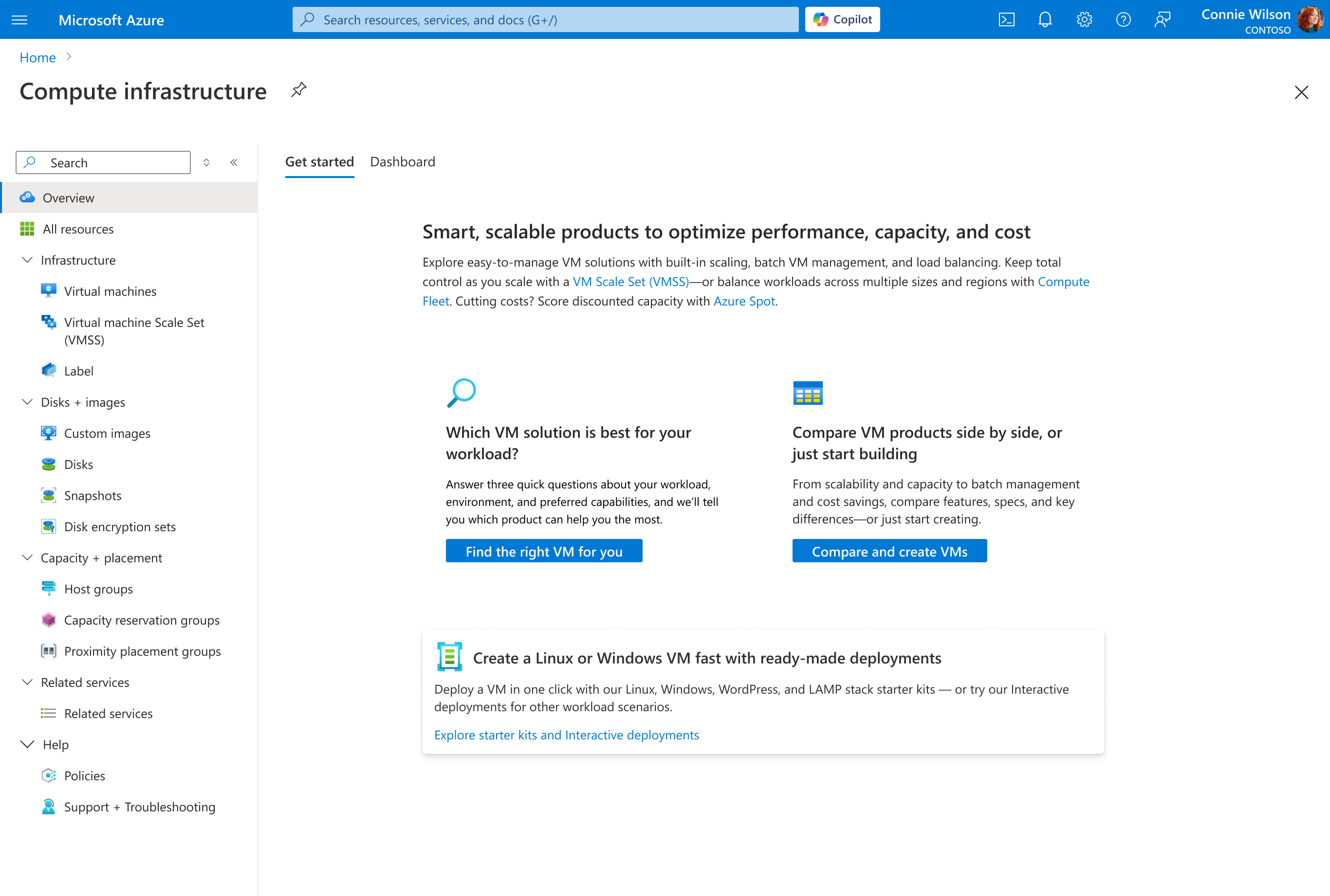 Compute Infrastructure hub before visual refresh