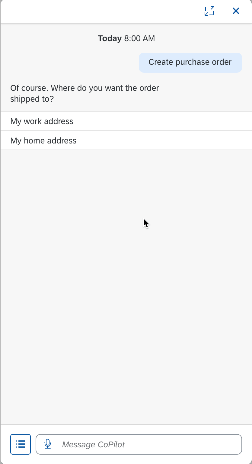 Menu selection component