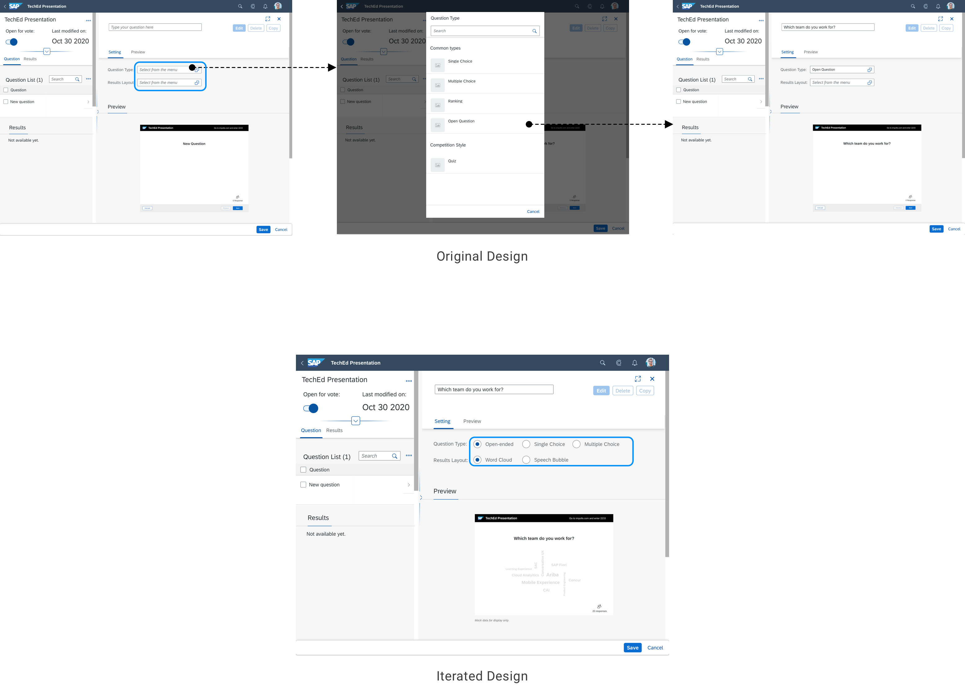 Iteration on default selections