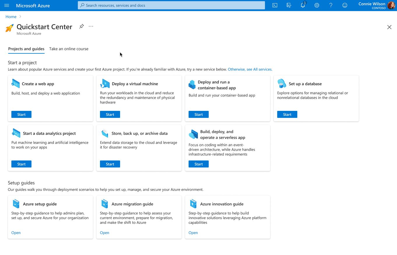 Previous Azure Quickstart Center design