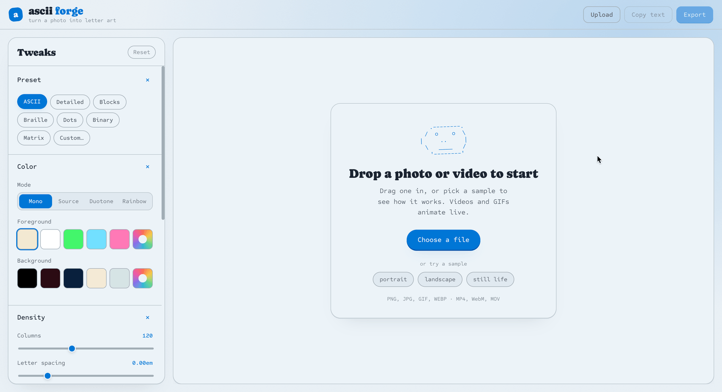 ASCII Forge interactive demo